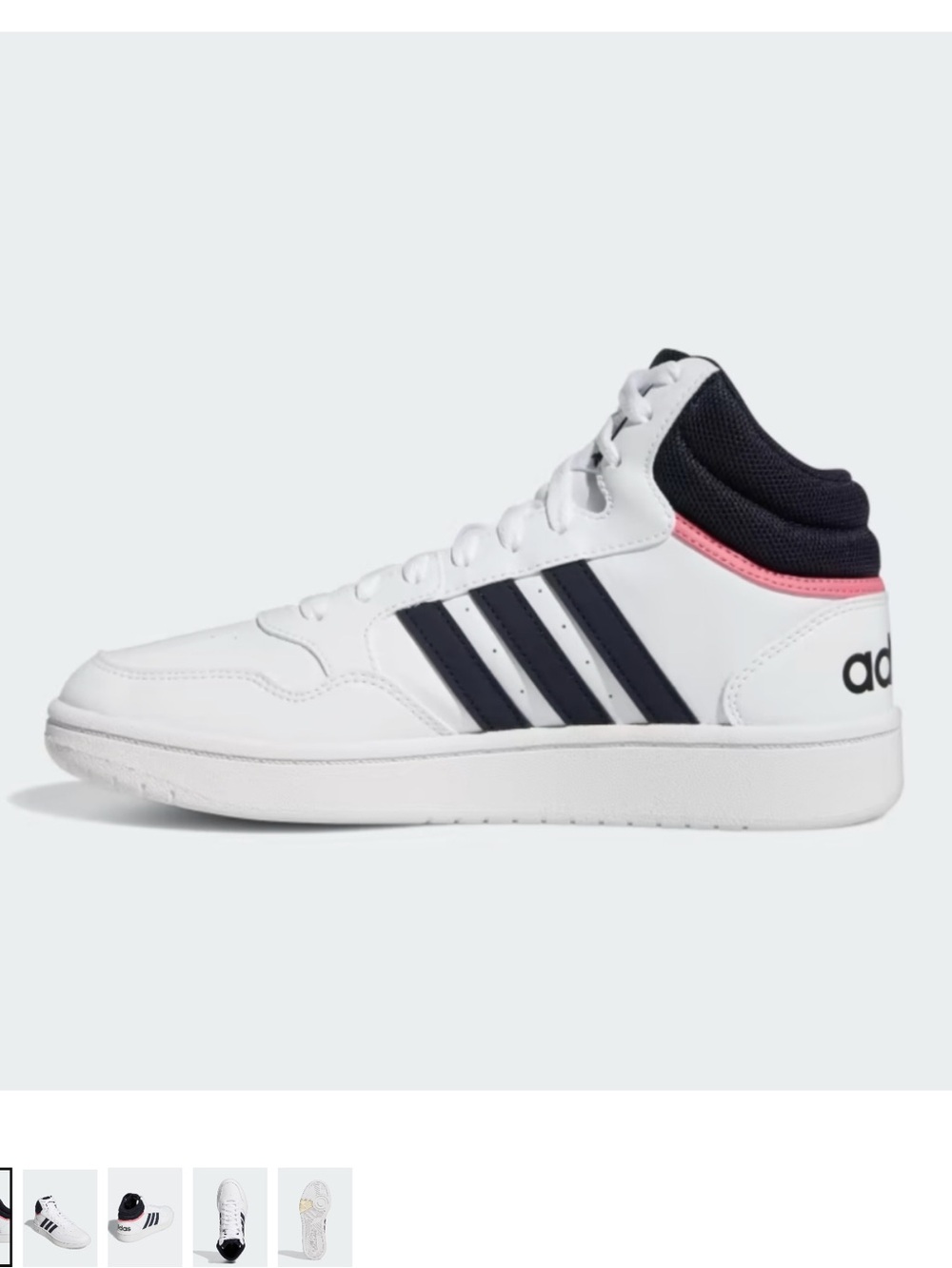 Adidas Women’s Hoops 3.0 White Navy Pink High-Top Sneakers